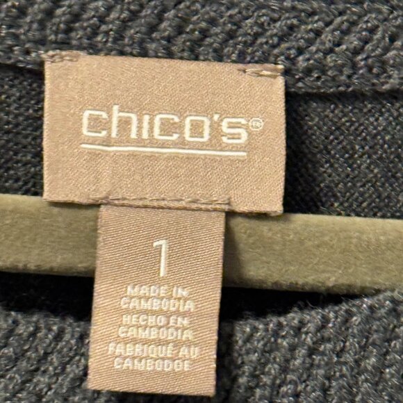 Chicos Womens Lightweight Gray Sweater Size M Rayon/Nylon/Cashmere Blend - Picture 3 of 12